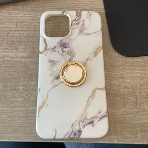 iPhone 12 Pro Max Marble Case w/Key Gold Ring